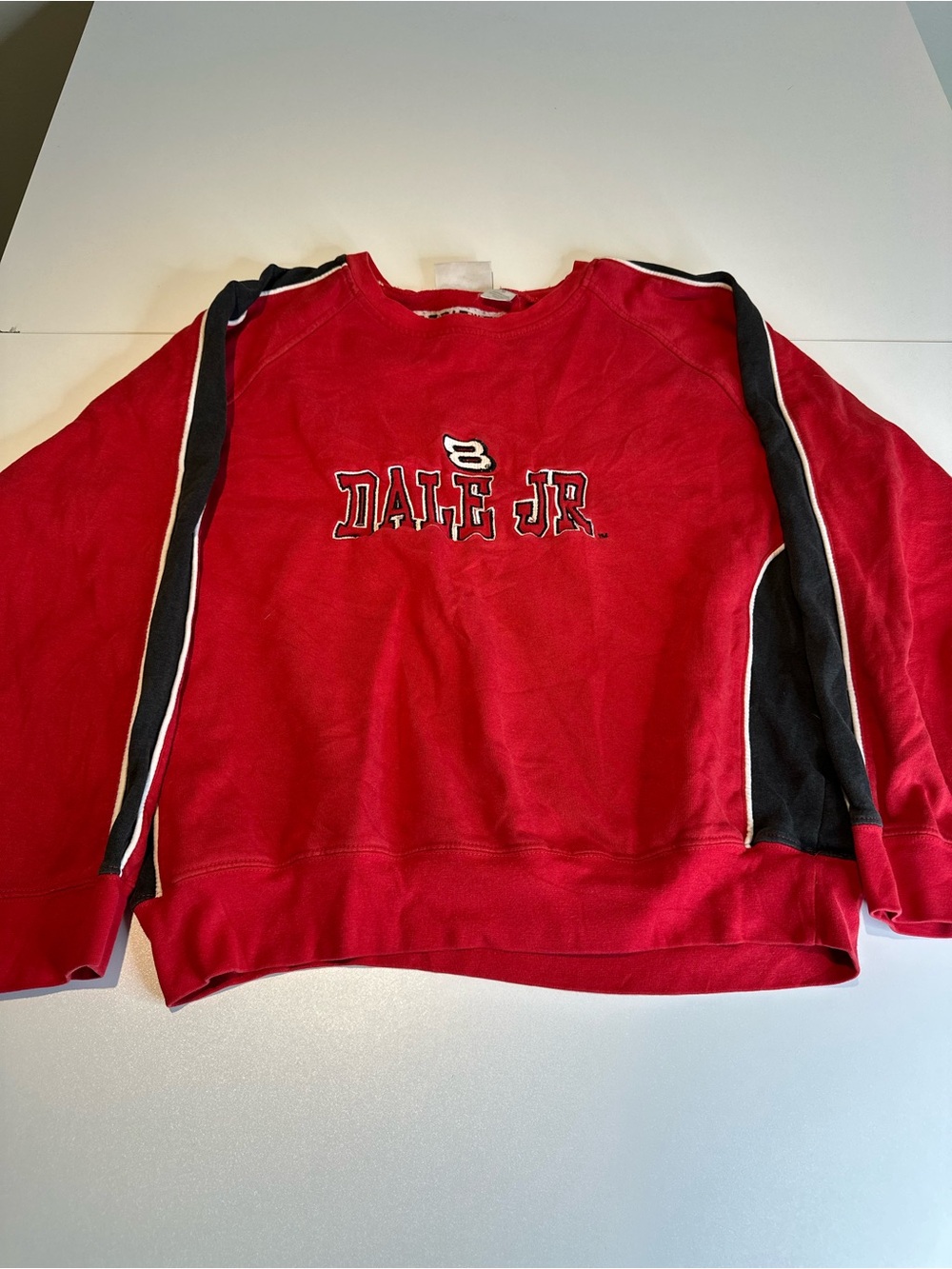 Dale Jr. Red Crewneck Sweater with Black Side Panels